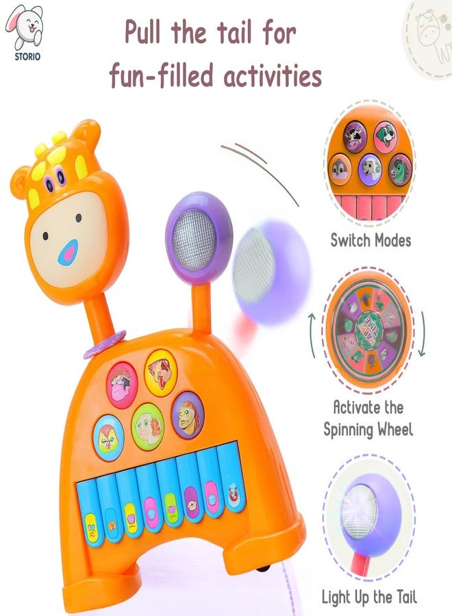 Storio Musical Light & Sound Cow Piano with 5 Modes of Animal Sound (Colour May Vary)| Soothing Melodies| Interactive Modes| Spinning Wheel | Ideal Gifting Option - Image 5